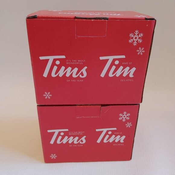 2021 Tim Hortons Stacking Mugs PAIR BNIB THE MOST WONDERFUL TIMS OF THE … - Picture 4 of 12